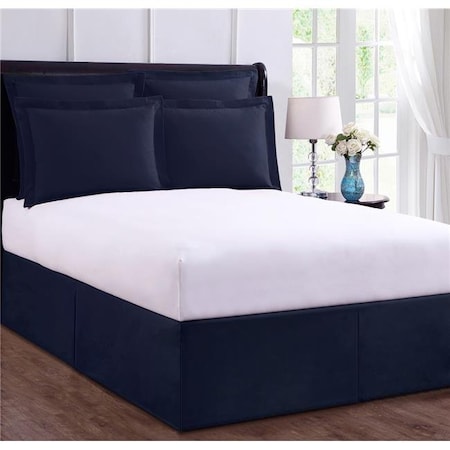 Bed Skirt FRE24514NAVY02 14 In. Tailored Microfiber Bed Skirt  Navy - Full